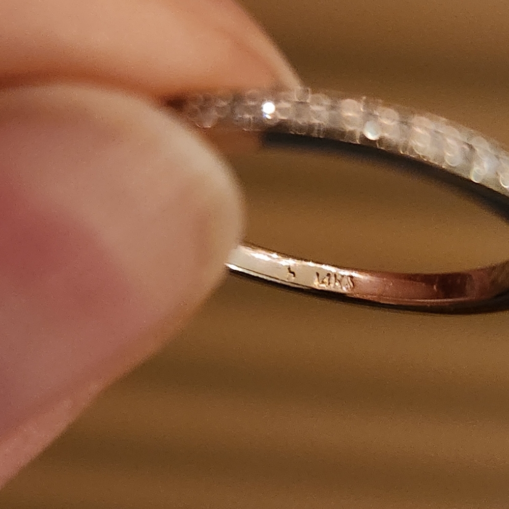 14kt Delicate Pav Diamond Stackable Ring - image 4